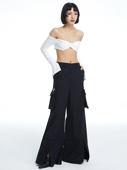 Side-Pocket Wide-leg Handsome Cool Pants