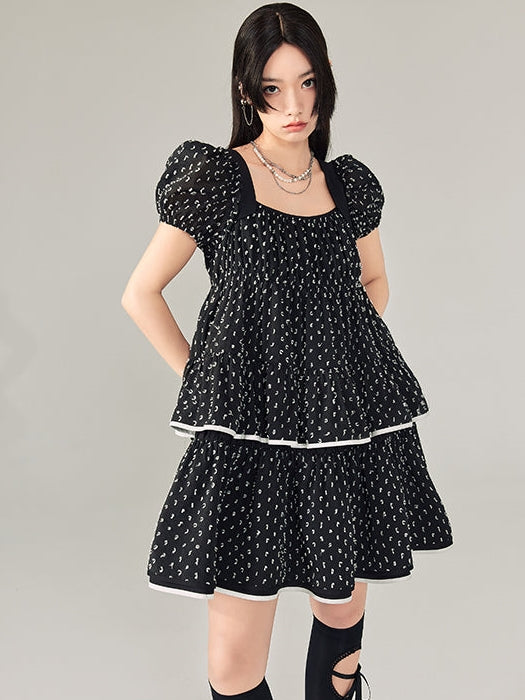 Puff Sleepes Polka Dot Short Dress