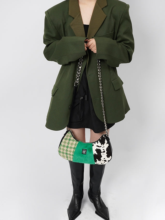 Retro Shoulder Animal Hnad Plaid Bag