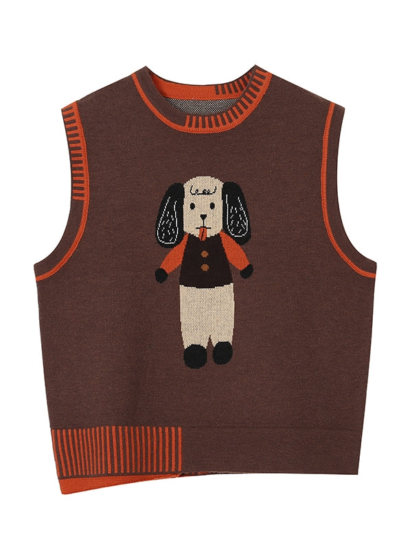 Casual Pop Dog Knit Vest