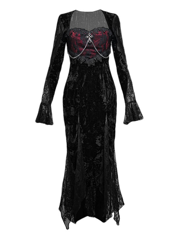 Gothic Velvet Lace Cosplay ONE-PIECE Dress