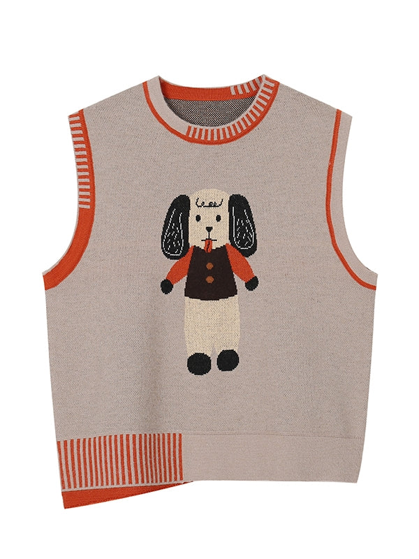 Casual Pop Dog Knit Vest