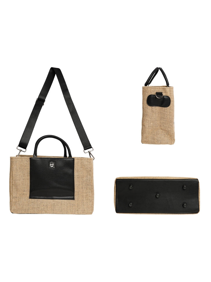 Jute Square Large Tote Bag