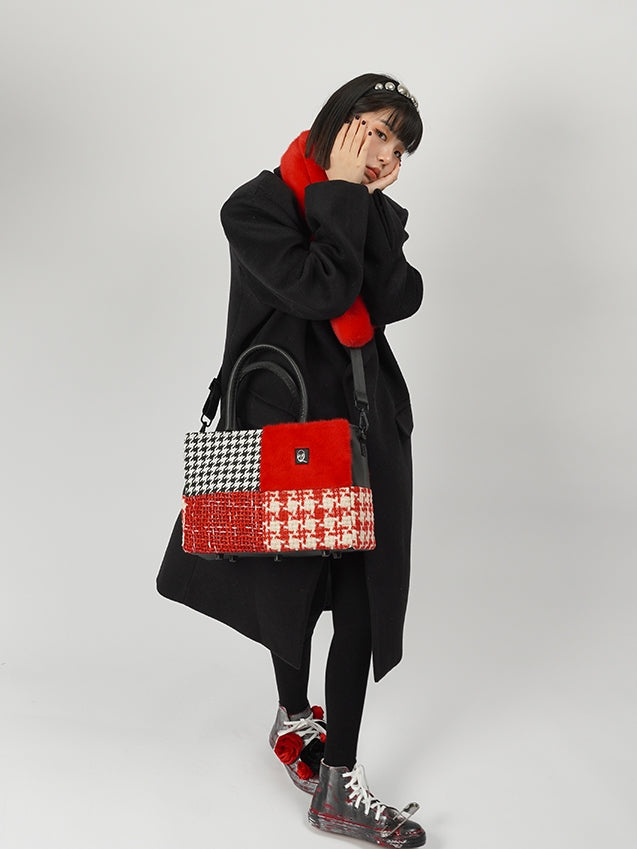 Square Hand Plaid Shoulder Tote Bag