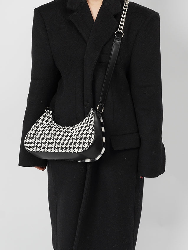 Compact Shoulder Hand Plaid HoundStooth Bag