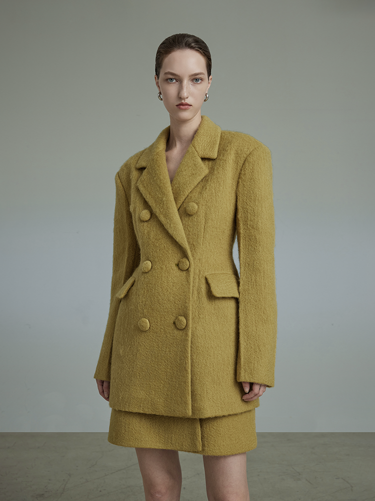 Wool Mature Classy Coat Retro Jacket&amp;Skirt