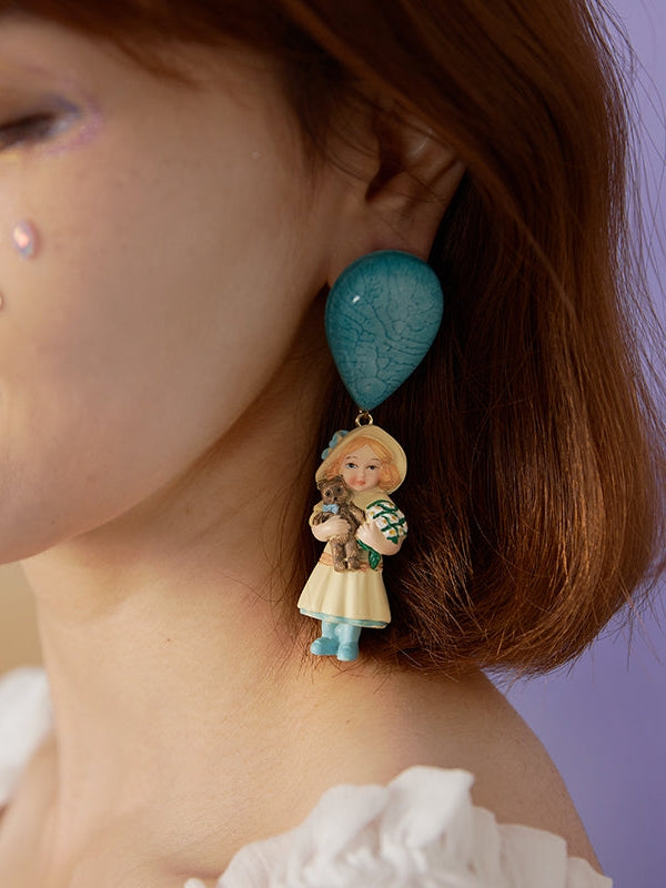 Retro Doll Asymmetric Earrings