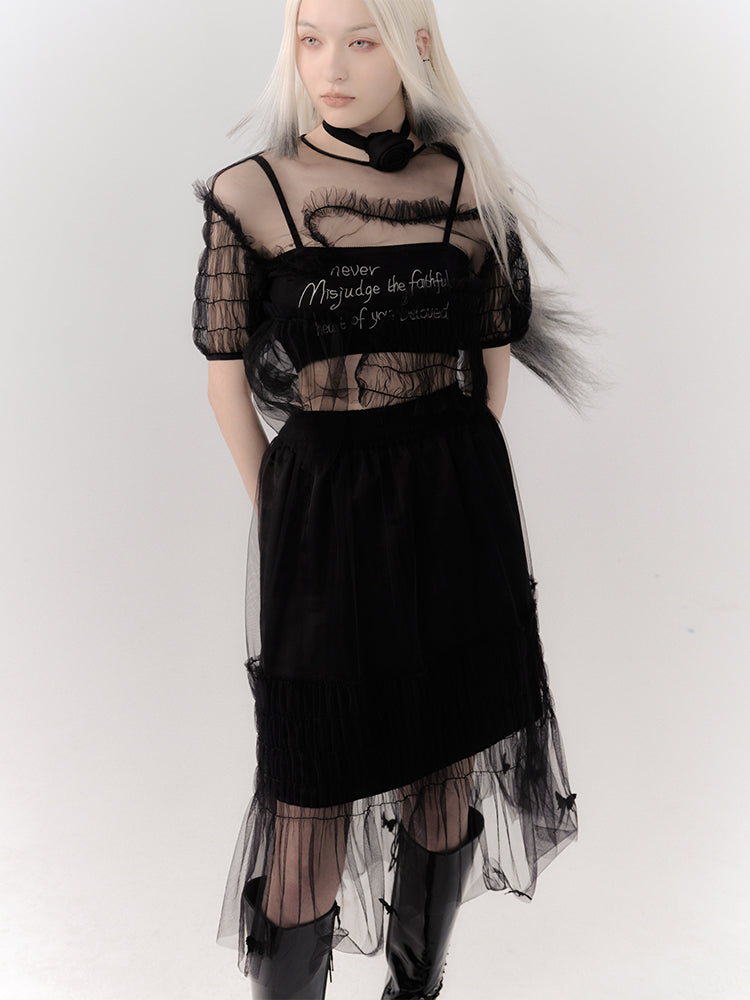 TUTU High-Waist Butterfly See-Through Skirt