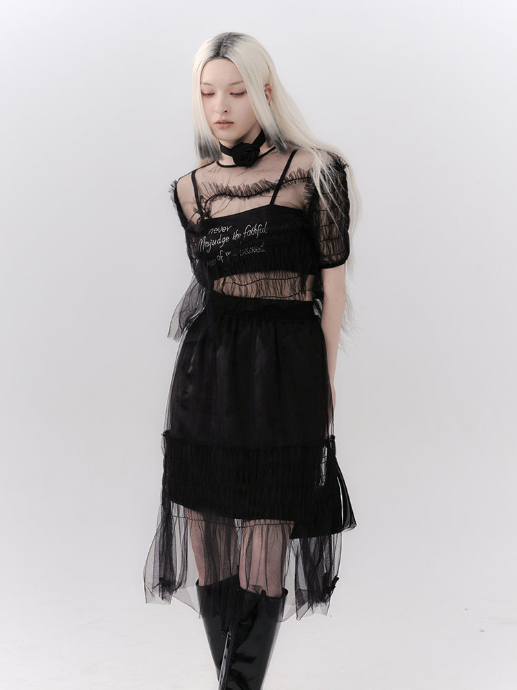 TUTU High-Waist Butterfly See-Through Skirt