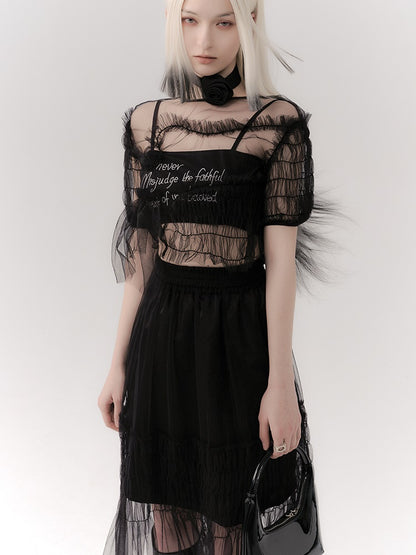 TUTU High-Waist Butterfly See-Through Skirt