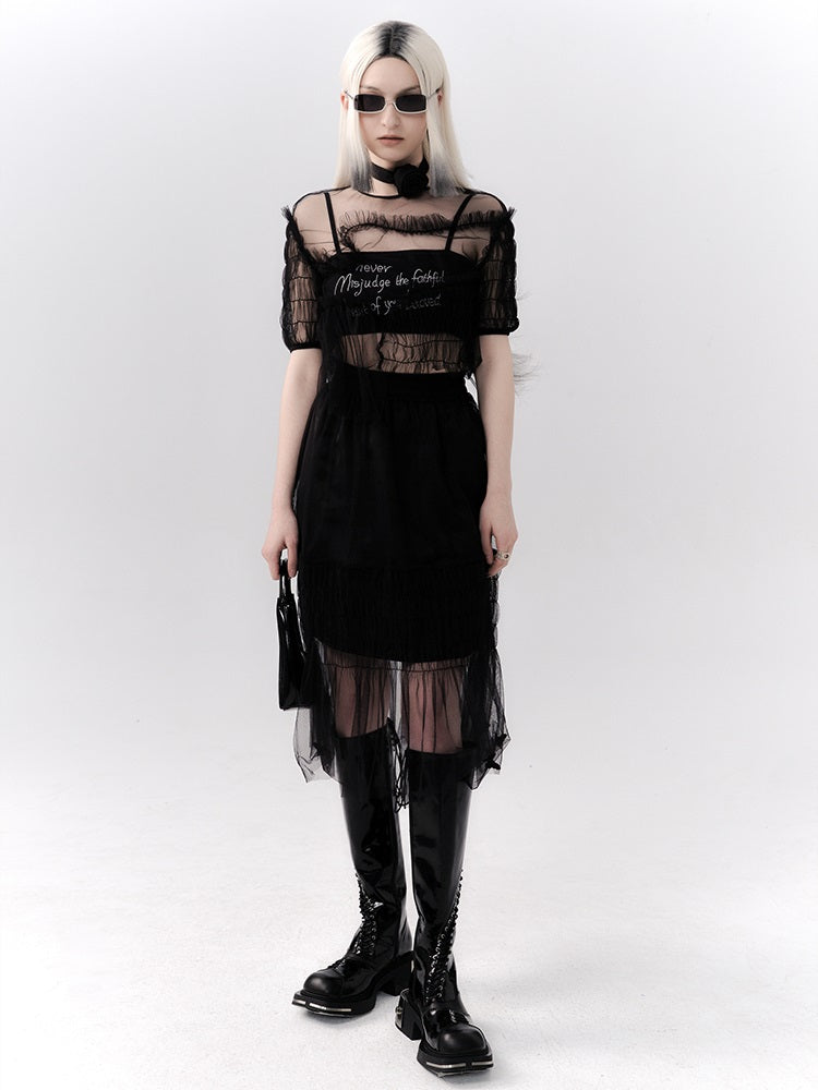 TUTU High-Waist Butterfly See-Through Skirt