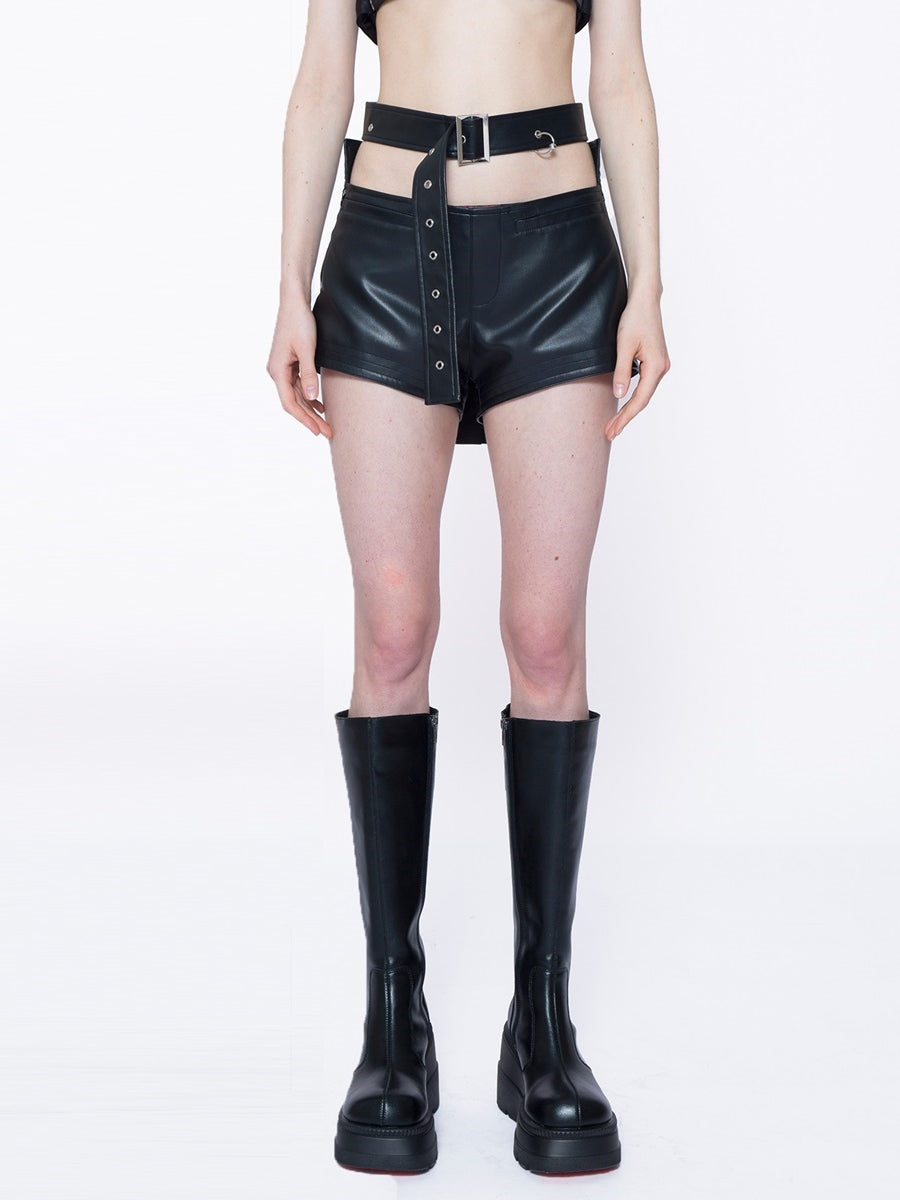 Leather Tight Short Hot-pants