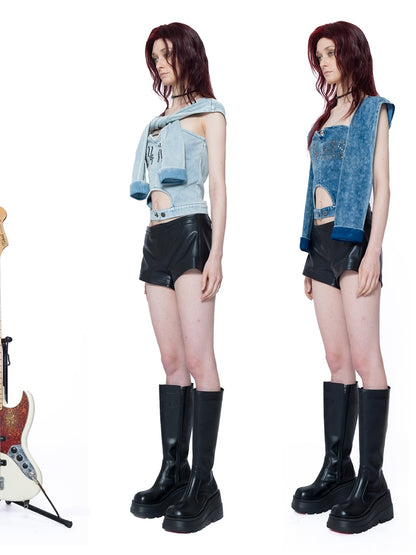 Nichi Denim Shoulder Tops