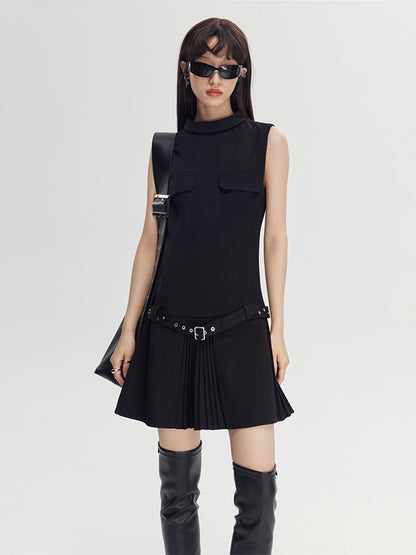 Pleats College-style Belt One-piece