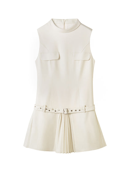 Pleats College-style Belt One-piece