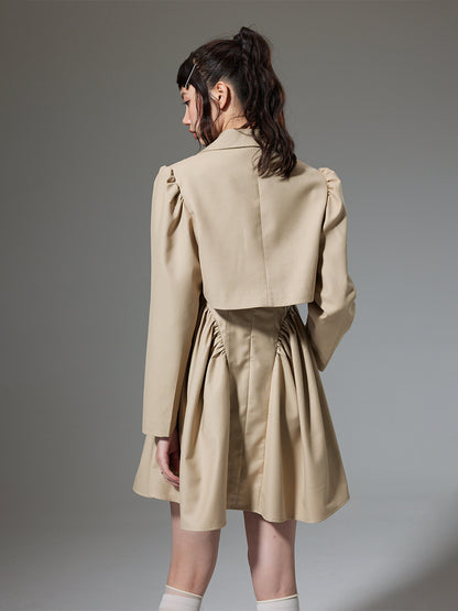 Plain Trench Ribbon Jacket One-piece