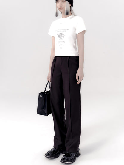 Casual High-waisted Straight-leg Pants