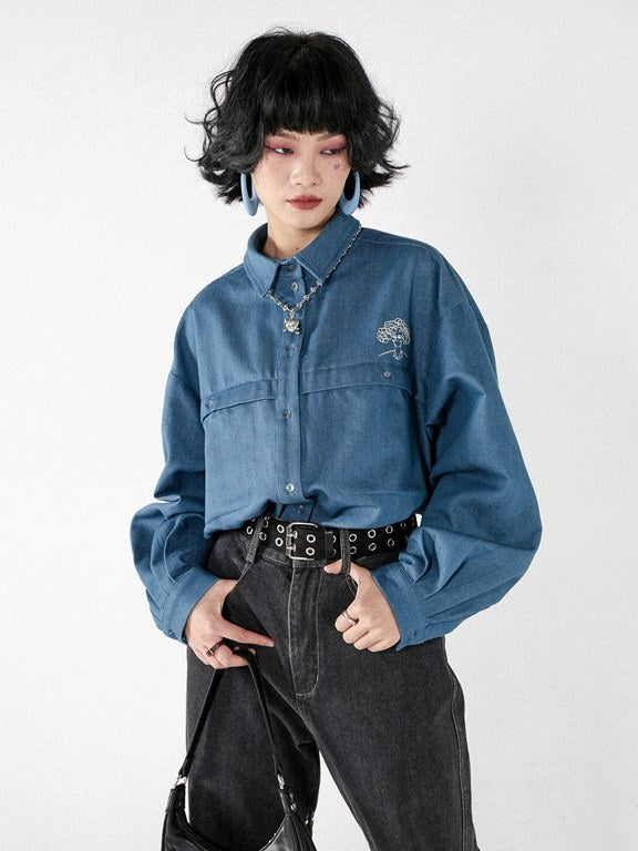 Denim Retro Nichi Stickjacke