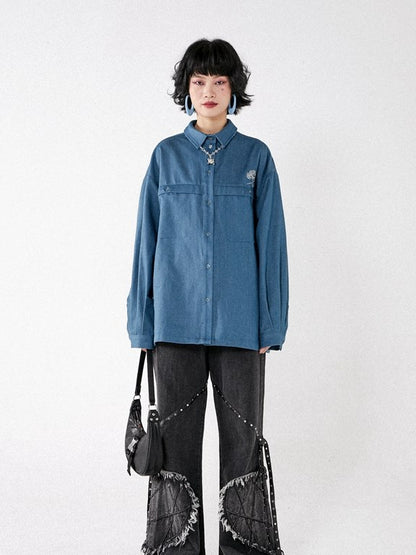 Denim Retro nichi Embroider Jacket