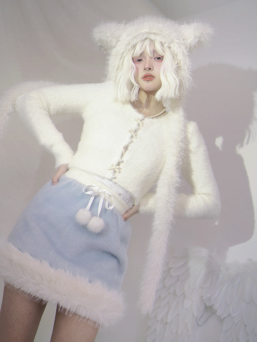 Fur Knit Fluffy Short-Skirt