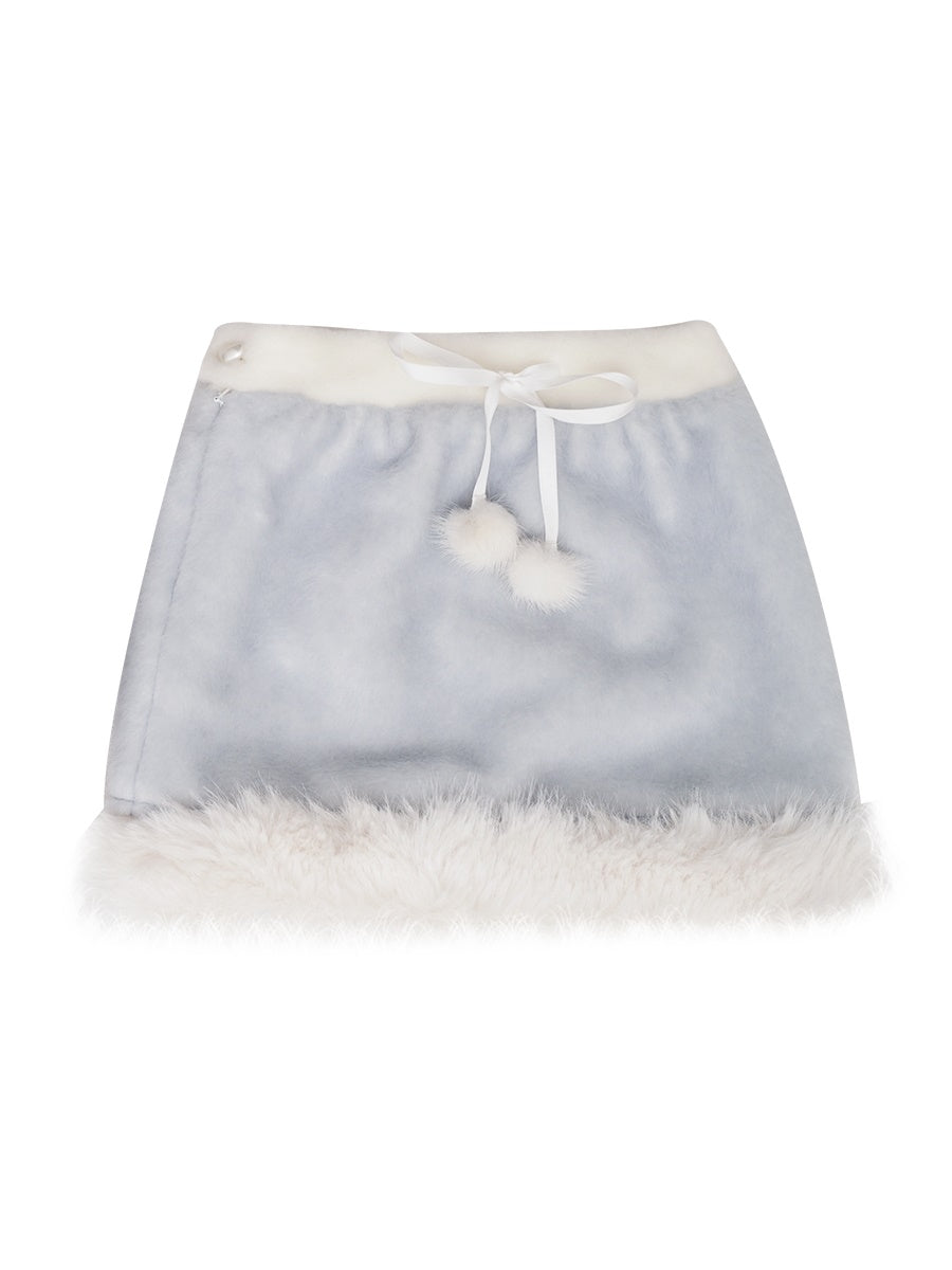 Fur Knit Fluffy Short-Skirt