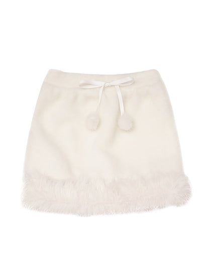 Fur Knit Fluffy Short-Skirt