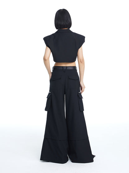 Side-Pocket Wide-Leg Handsome Cool Pants