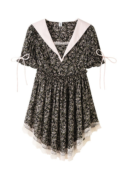 Floral Lace Short French Dress