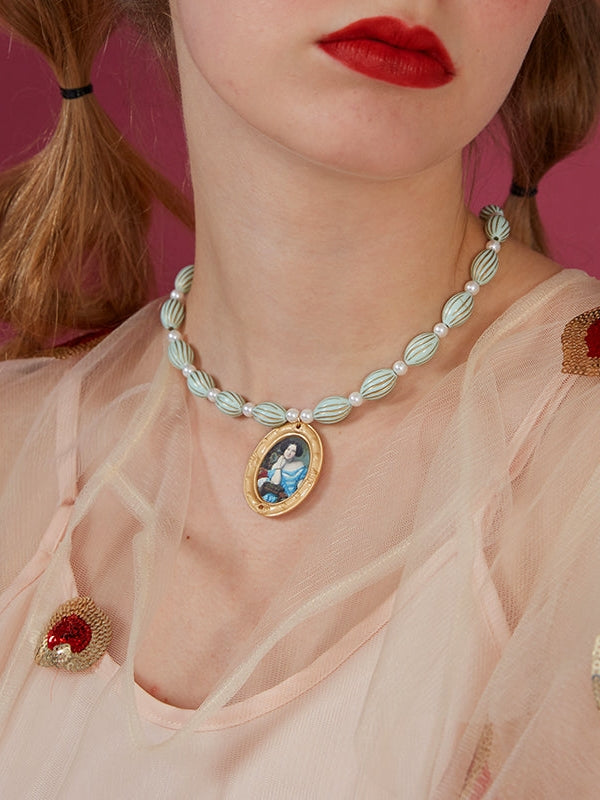 Retro Oil Painting Necklace