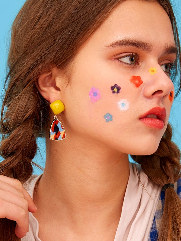 Irregular Color Matching Geometric Earrings