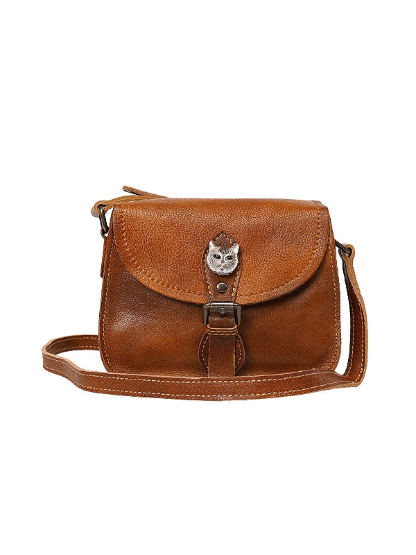 College Leather Simple Retro Shoulder Small Square Pochette Bag