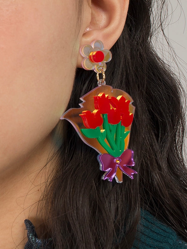 Tulip Bouquet Pattern Earrings