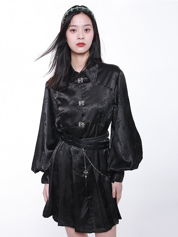 Lantern Sleeve Shirt Dress