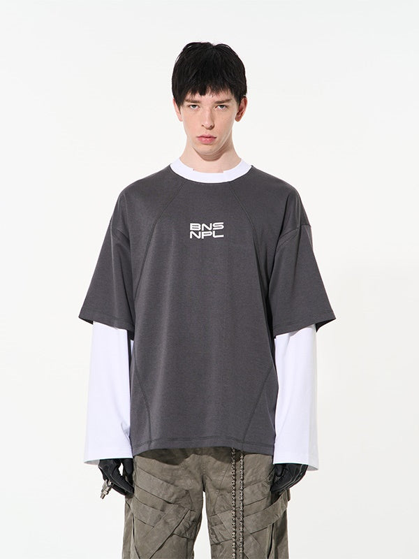 Contrast Oversize Casual Rayered T-shirt