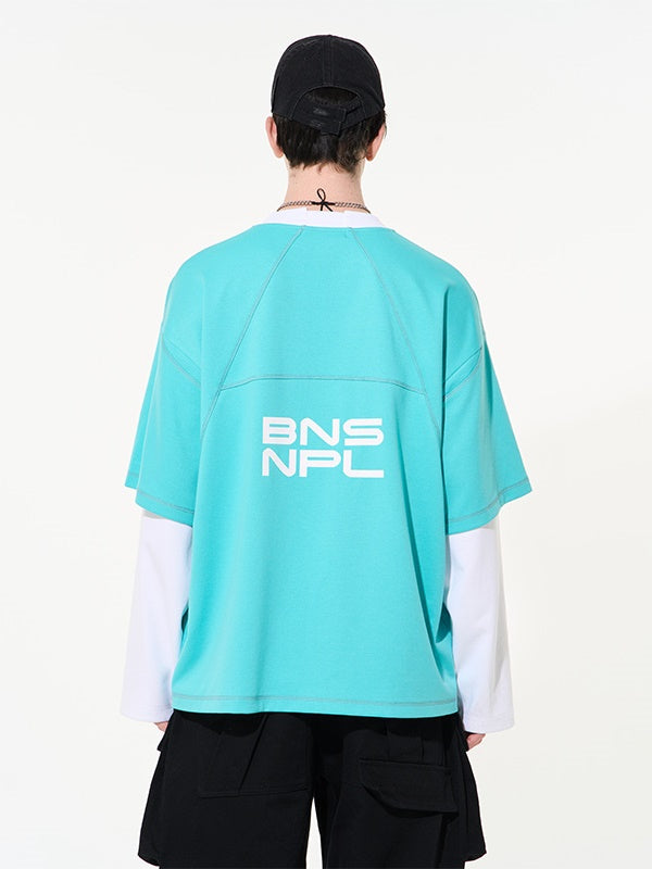 Contrast Oversize Casual Rayered T-shirt