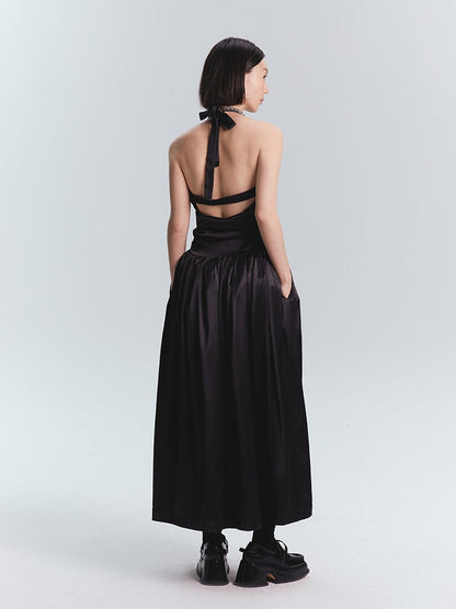 Halterneck Satin Maxi 드레스