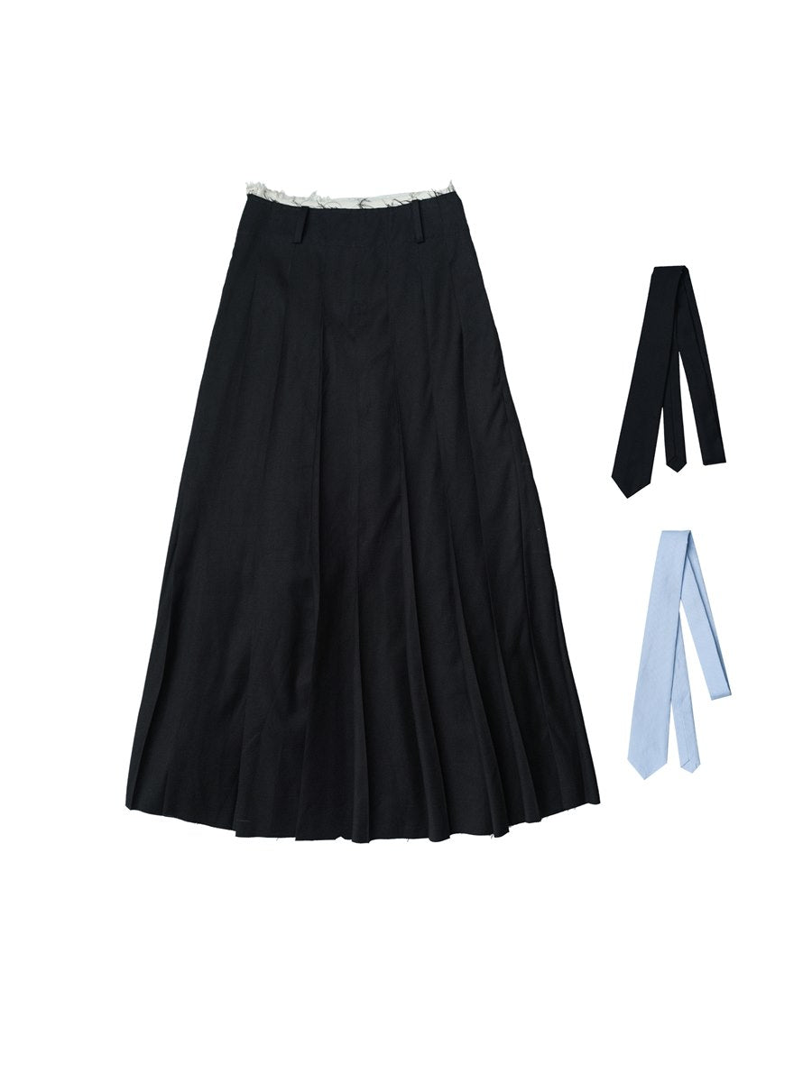 Pleats Flare Elegant Long Skirt