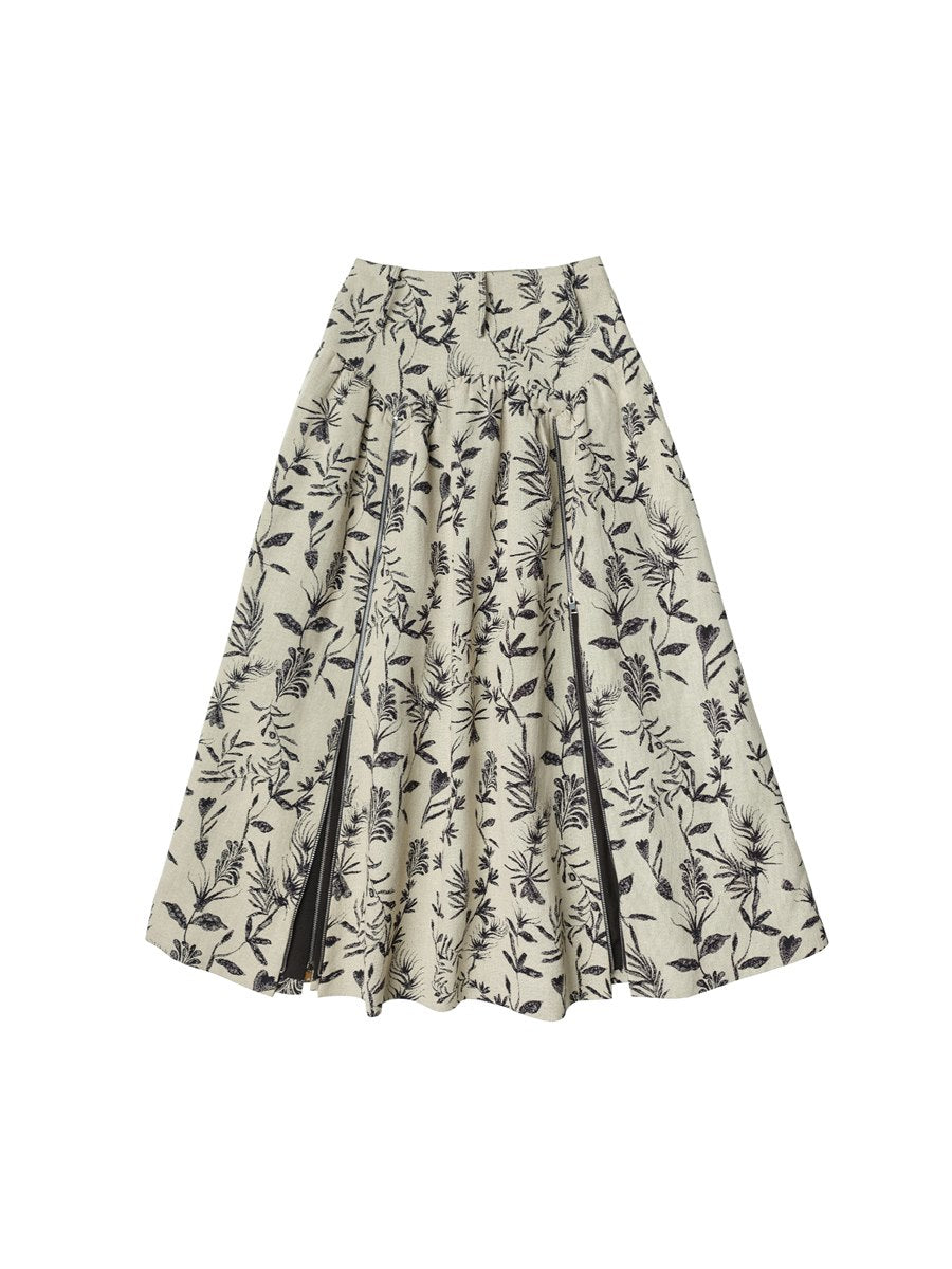 Botanical Retro Classy Slit Skirt