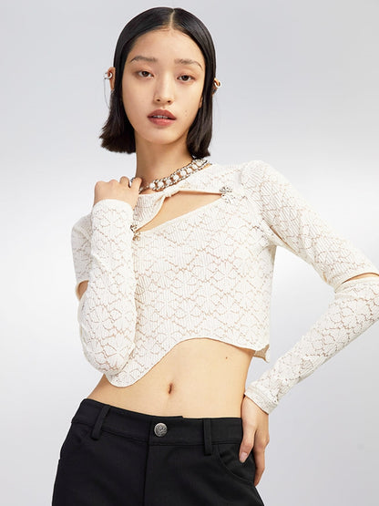 Cutout Panel Metal Bow Hook Crop Top