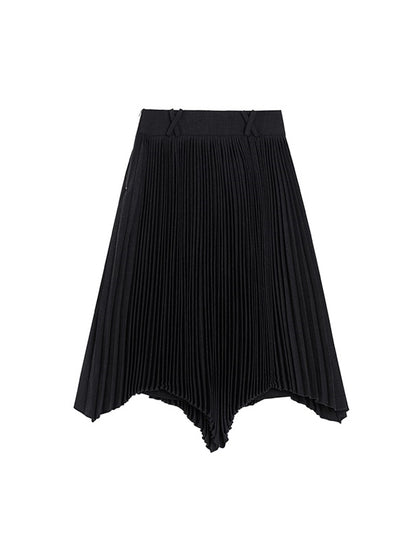 PLEATS ASYMMETRY FLARE Letter Skirt