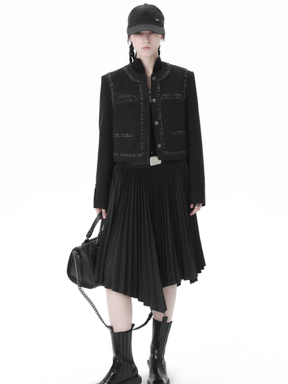 PLEATS ASYMMETRY FLARE Letter Skirt