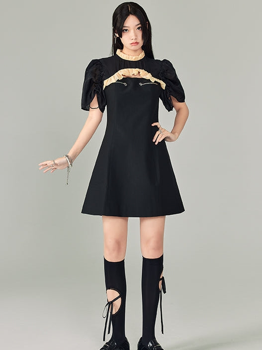 Zipper Cheongsam Short Sleeve Dress