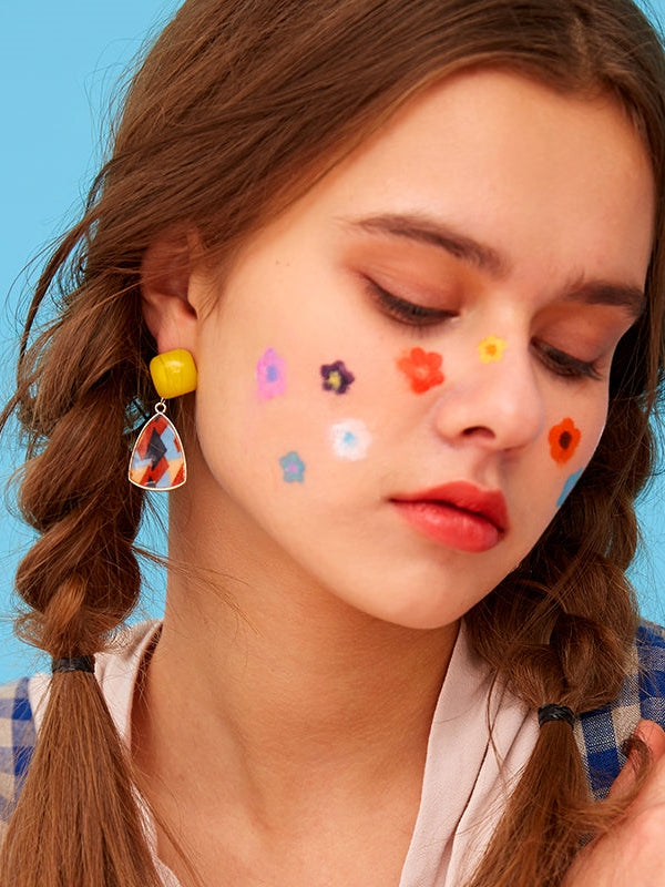 IRREGULAR COLOR MATCHING GEOMETRIC EARRINGS