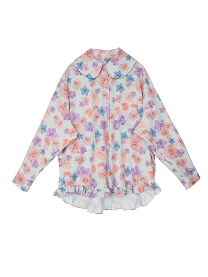 Cherry Blossom Bat Sleeve Loose Shirt