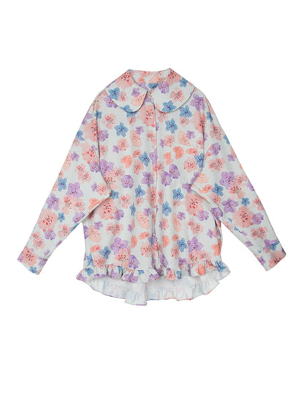 CHERRY BLOSSOM BAT SLEEVE LOOSE SHIRT