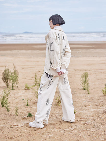 Botanical Mature Modest Wide Natural Pants