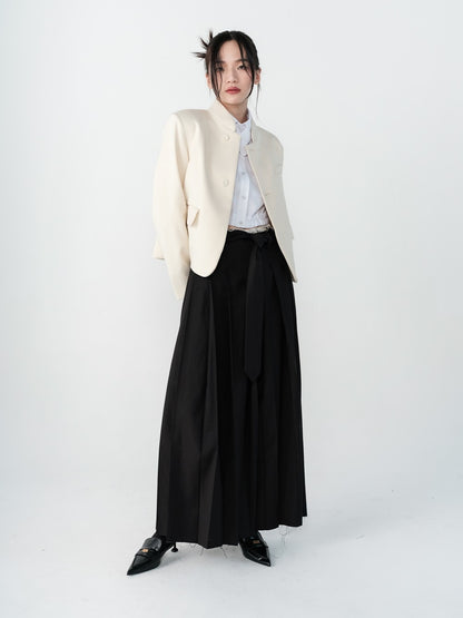 Pleats Flare Elegant Long Skirt