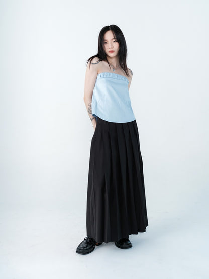 Pleats Flare Elegant Long Skirt