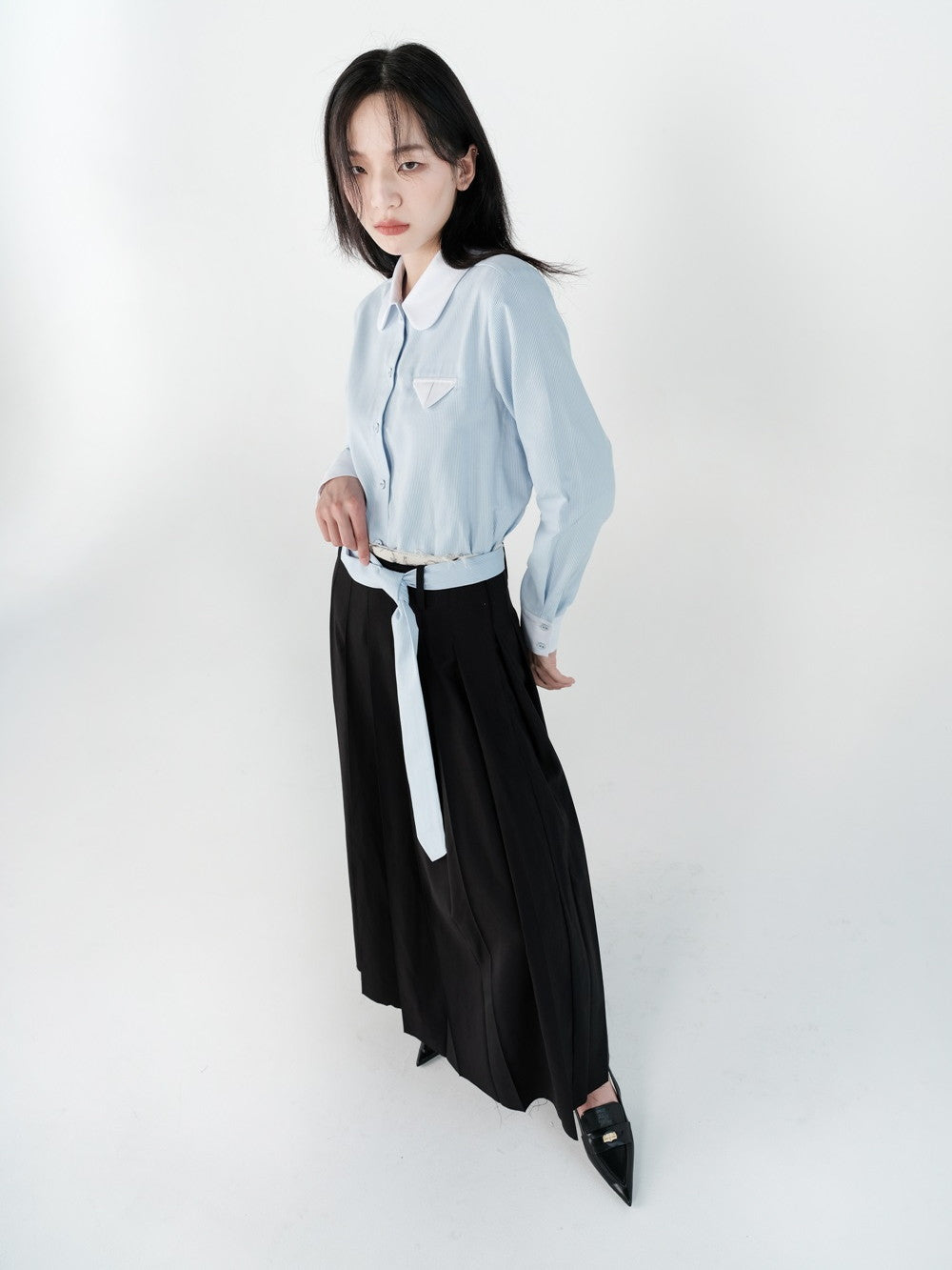 Pleats Flare Elegant Long Skirt