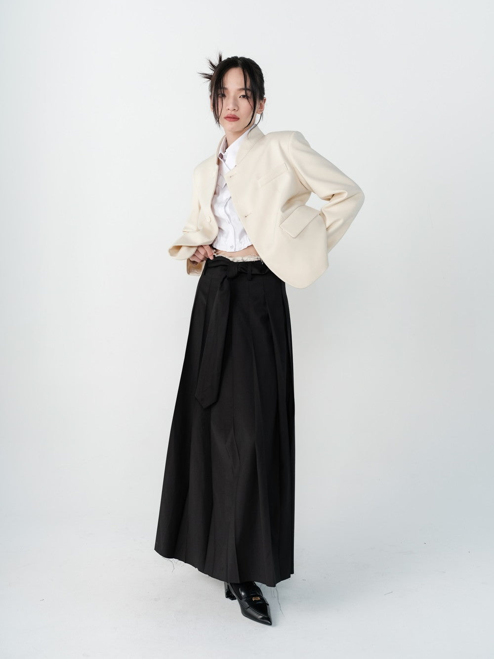 Pleats Flare Elegant Long Skirt